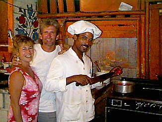Patti, Steve and Chris at Serious Chicken in Negril, Jamaica
