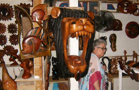 Lion Carving at Dr. Quality and Fay's Shop in Negril Jamaica