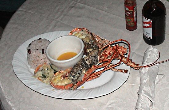 Lobster at Sea Breeze in Negril Jamaica